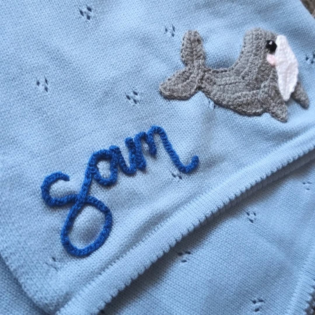 Instagram post: 🐋 S a m 🐋

Blanket Details. 
🪡 Blue Mini Scallo...