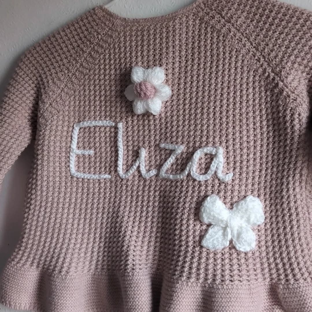 Instagram post: 🌸 E L I Z A 💗

Knit Details 
🪡 Pink Knit 
🧶 Wh...